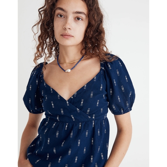 Madewell Jacquard Puff-Sleeve Empire Top - Picture 5 of 11